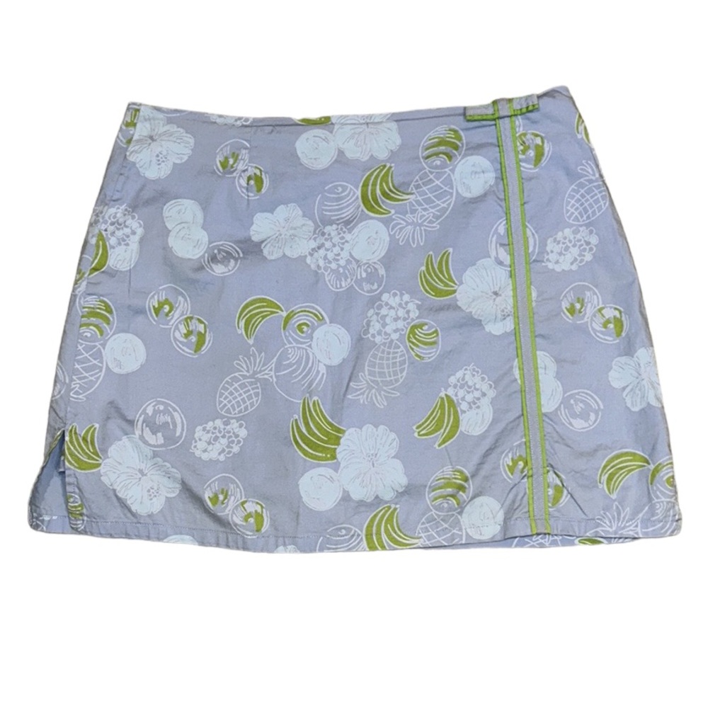 Lilly Pulitzer Vintage Sweet Blue Testas Blue Fruit Banana Floral Skort Skirt 6